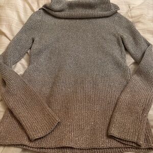 White House Black Market Metallic Gray Turtleneck Sweater